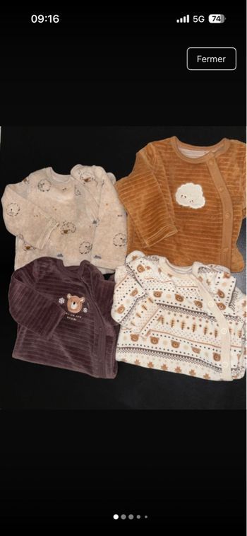 Lots 4 Pyjamas taille 1 mois 
