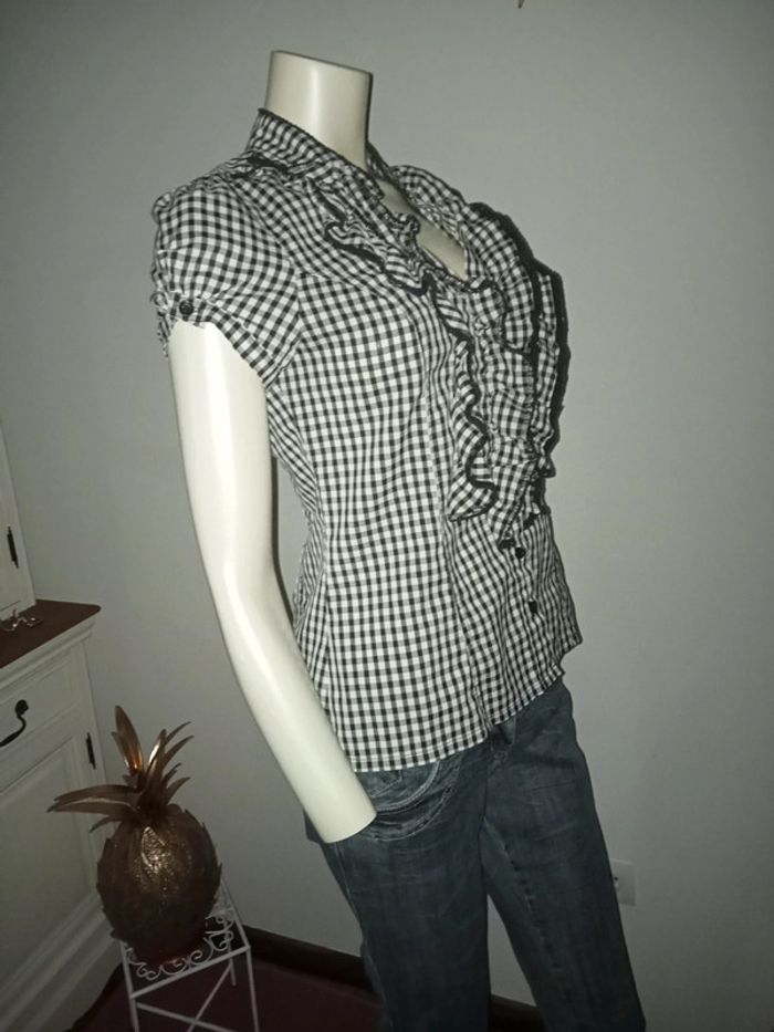 Chemise / top / blouse vichy et col jabot by Morgan taille 36 comme neuve - photo numéro 9