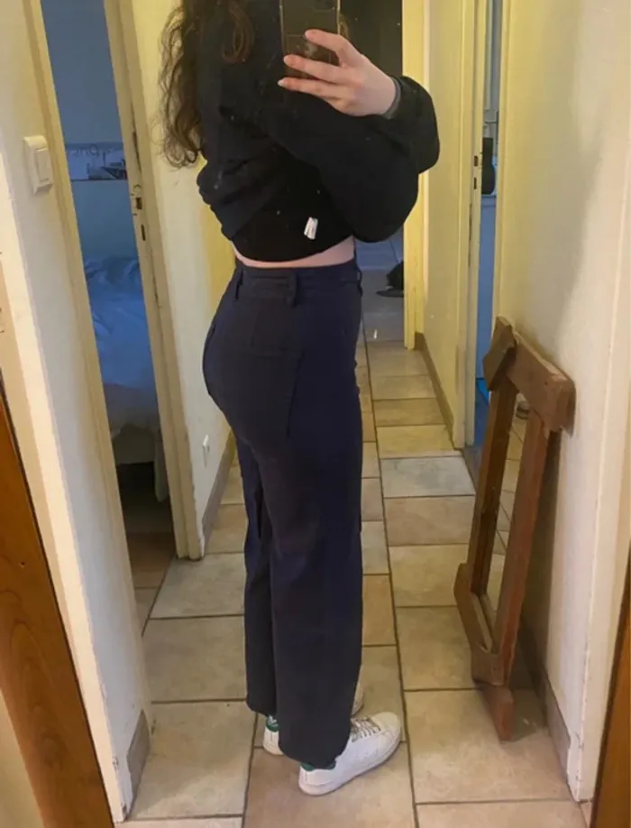 Pantalon stradivarius T36 bleu marine - photo numéro 2