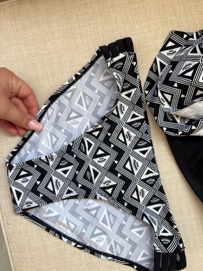 maillot de bain 2 pièces noir et blanc - photo numéro 7