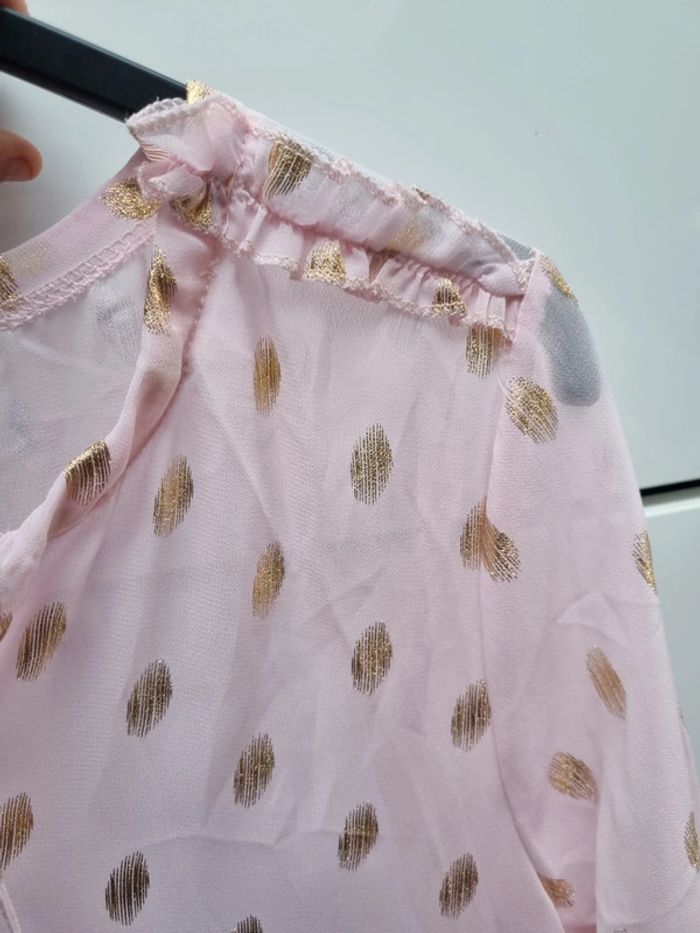 Robe de nuit manche longue rose transparente à petit pois taille S - photo numéro 6