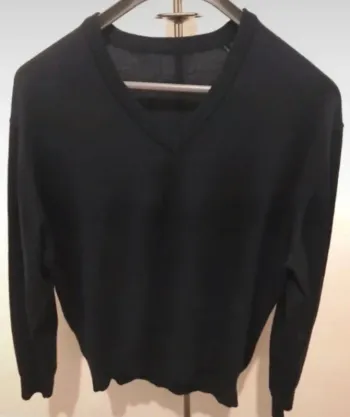 Pull été col V laine wol Lana manches longues marine taille 40