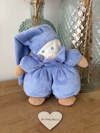 Peluche lutin bleu mauve ajena vintage 