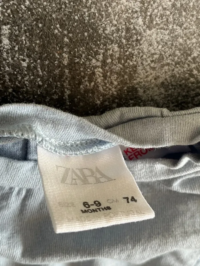 T-shirt manches courtes bleu 6-9 mois Zara - photo numéro 3
