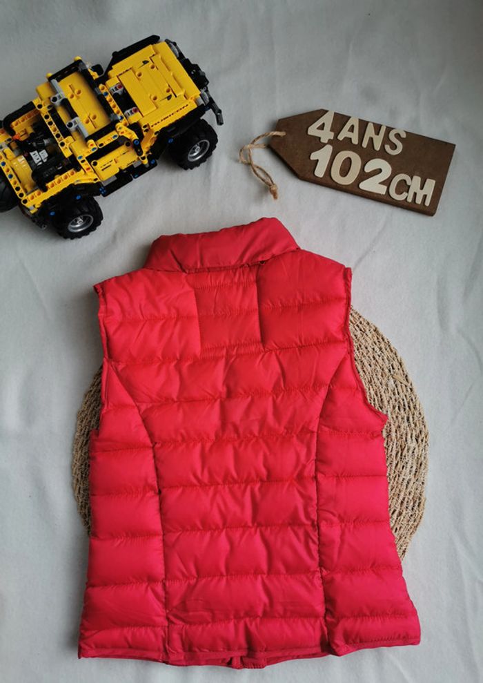 Doudoune 🧒 sans manche, légère, capuche, rouge, dpam, 4 ans - photo numéro 2