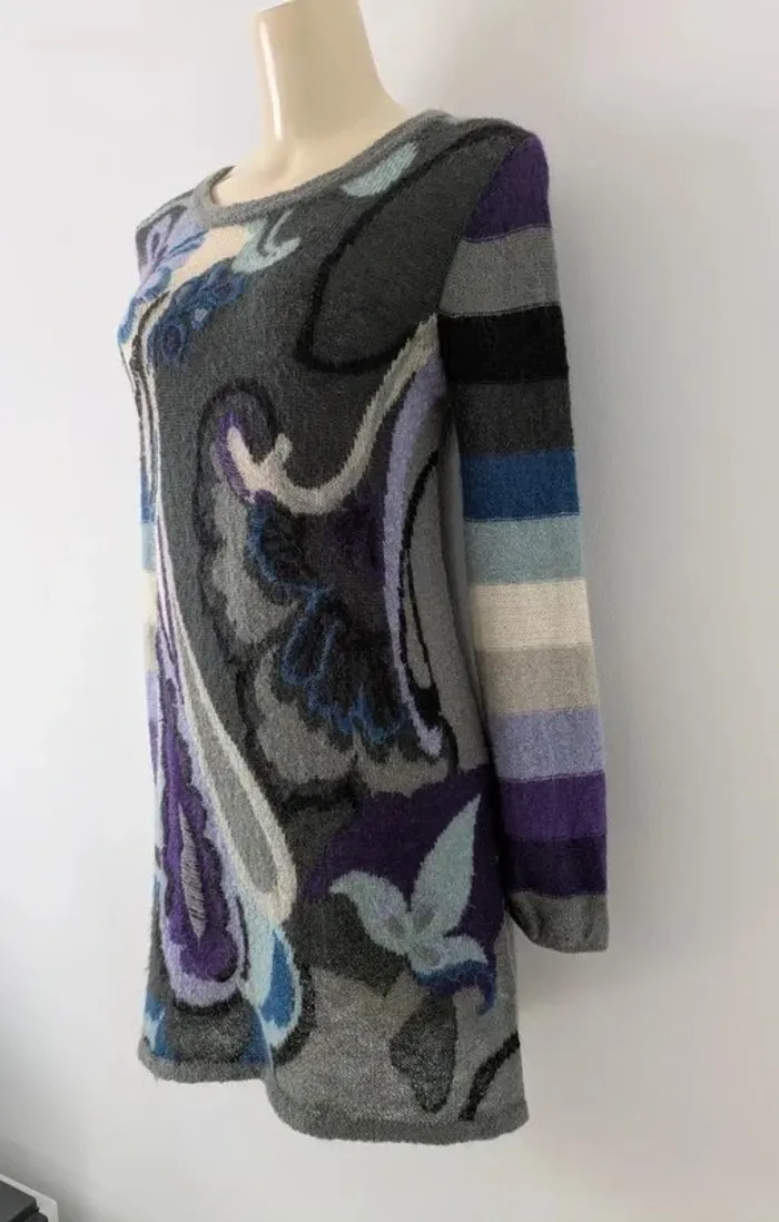 Pull long coloré 60% mohair - René Derhy - taille S - photo numéro 3