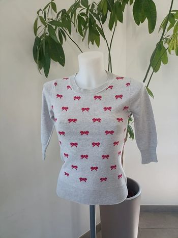 Haut manches 3/4 Heritage gris et rouge taille S