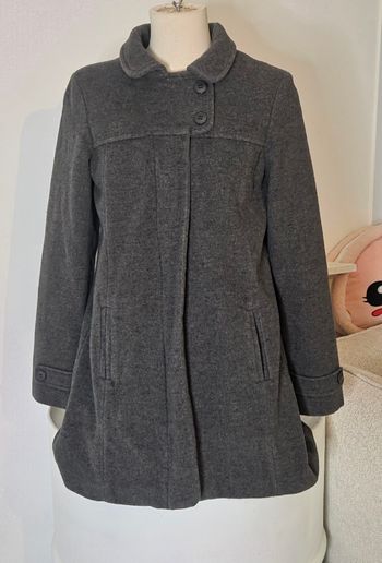 MANTEAU CYRILLUS LAINE GRIS – Coupe Évasée Chic – T36/38 