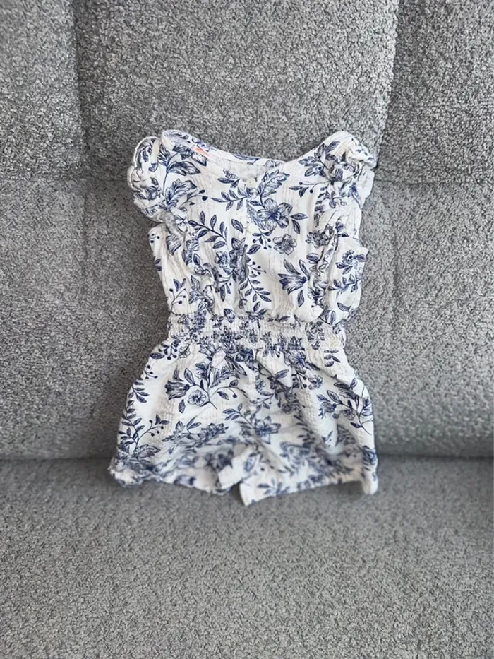 Combi short fluide détails volanté motifs fleuri bleu et blanc Tape à l’œil - photo numéro 3