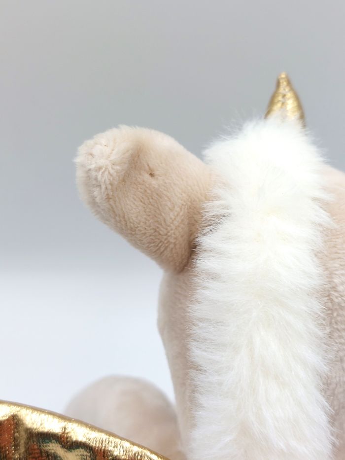 Peluche doudou licorne beige blanc ailes dorées ATMOSPHERA For Kids robe état neuf - photo numéro 4