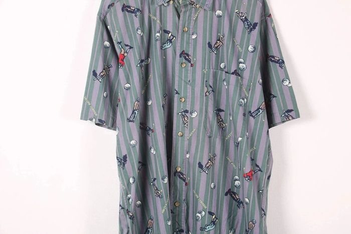 Chemisette vintage 90's Gant en coton motif golfeurs et rayures (#240371) - photo numéro 4