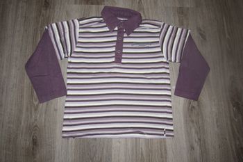  POLO A MANCHES LONGUES RAYÉ VIOLET ET BLANC GARÇON - IN EXTENSO - 8 ANS - n°04