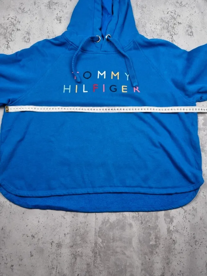Sweat à capuche bleu Tommy Hilfiger – Taille L Femme (mesures en photos) - photo numéro 6