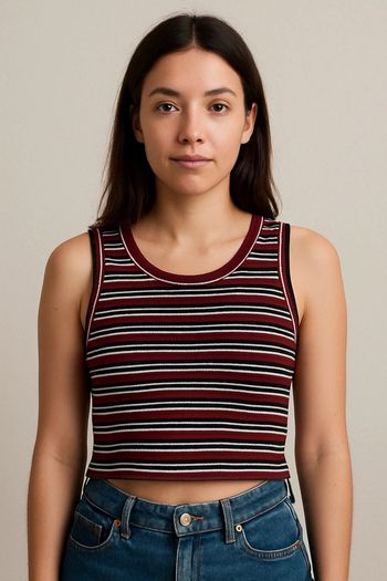 Débardeur rayé rouge et noir