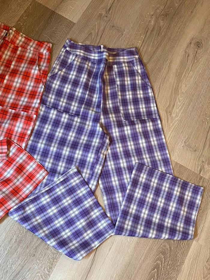Lot de deux pantalon à carreaux léger été femme - photo numéro 3