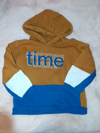 Sweat à capuche adventure time marron bleu blanc kiabi