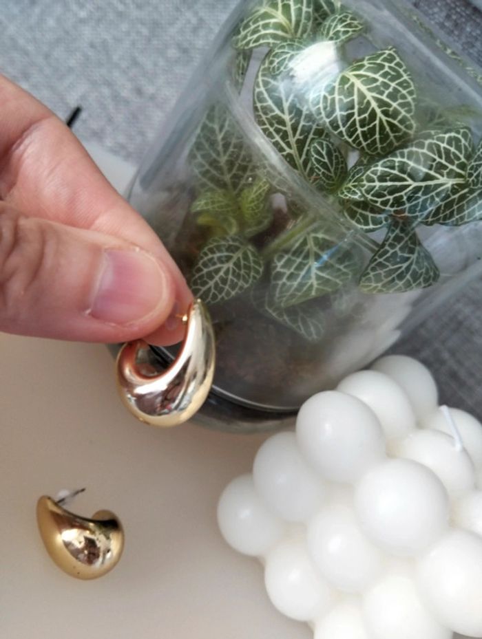 Paire de créole goutte dorée en acier inoxydable - photo numéro 7