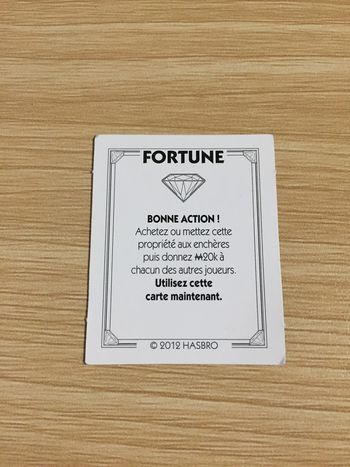 Carte Fortune bonne action pièce détachée jeu de société Monopoly Millionnaire #A45