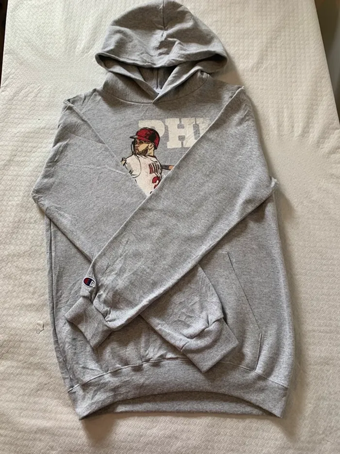 Sweat à capuche Champion Gris - Thème Baseball « Phi Bryce » - photo numéro 6