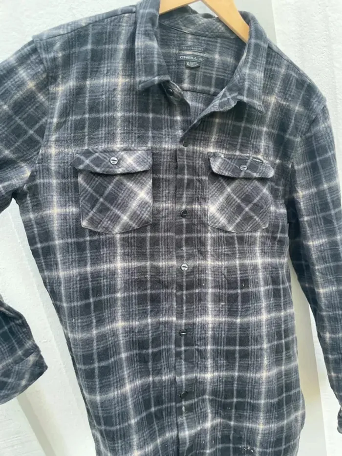 O'Neill Lumberjack Flannel Plaid Polaire shirt chemise grey Mens XL - photo numéro 4