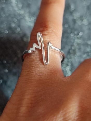 Bague argentée réglable originale neuve Santé fréquence cardiaque