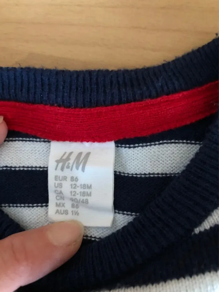Pull HetM taille 86 rayé bleu et blanc - photo numéro 4