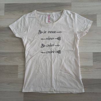 T-shirt femme blanc cassé imprimé Chose Promise taille M
