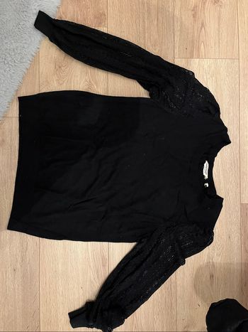 Pull noir manches longues en dentelle naf naf taille XL