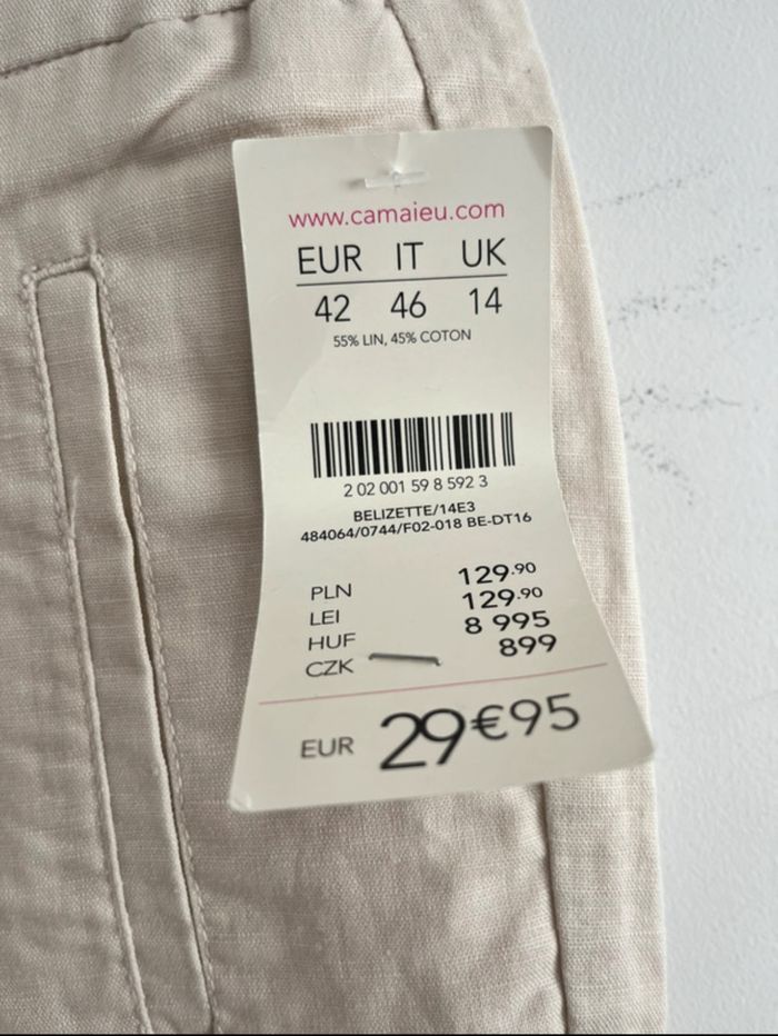 Pantalon Camaïeu  lin/coton femme taille 42 - photo numéro 7