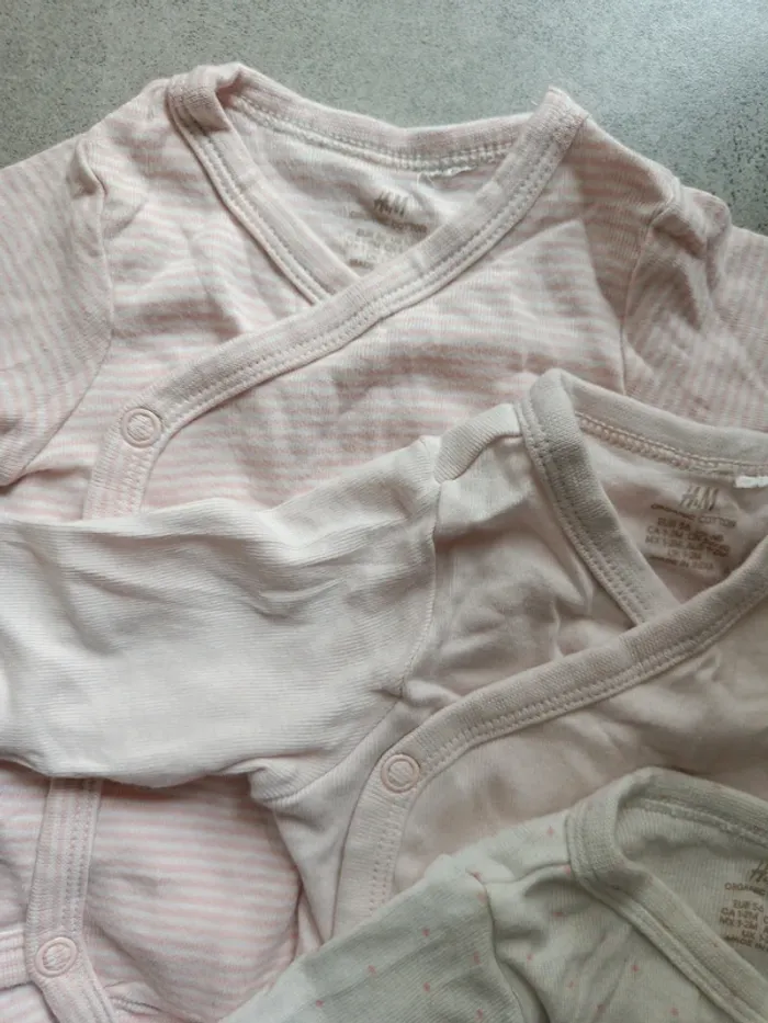 Lot de 3 bodies croisés roses manches longues 56cm H&M - photo numéro 4