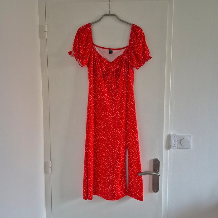 Robe rouge à pois blanc manches courtes neuve - Shein - Taille M : 38 - 40