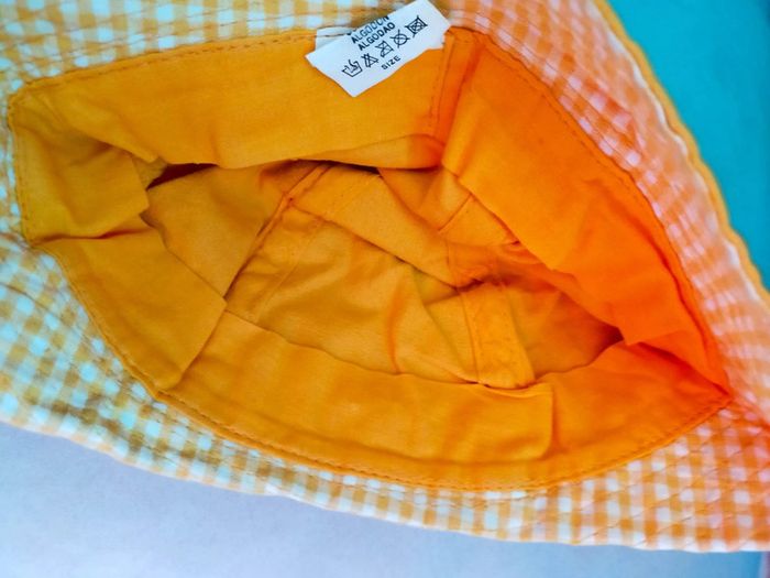 Bob jaune à carreaux vichy et nœud – 53 cm – 100 % coton - photo numéro 4