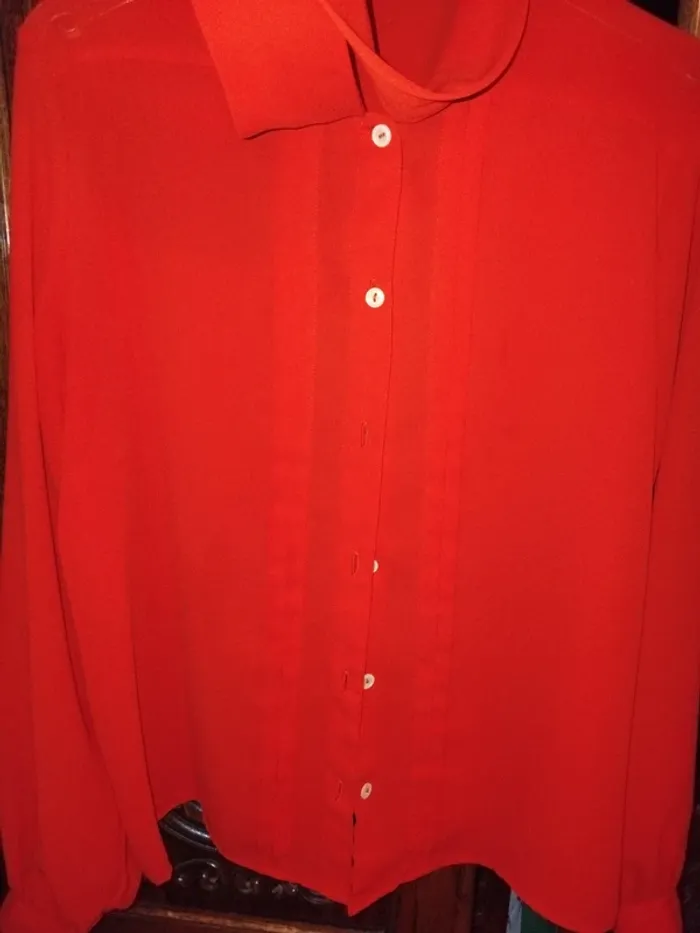 Chemisier rouge vintage col lavallière - photo numéro 2