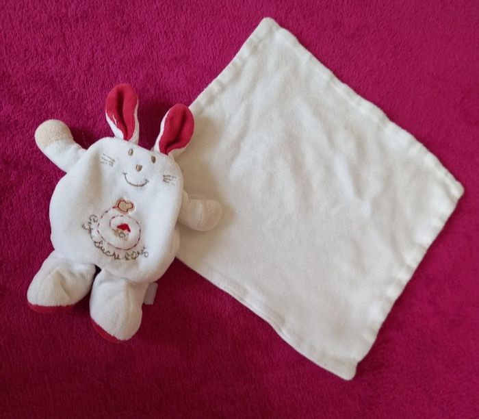 Doudou mouchoir lapin blanc -  Sucre d Orge