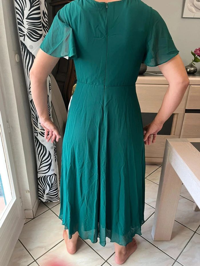 Robe pour fête et cocktail vert bouteille fluide taille L - photo numéro 4