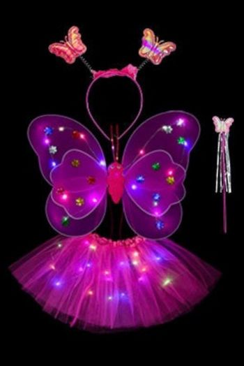 Déguisement papillon fushia jupe LED et ces accessoires Taille 3-6ans 