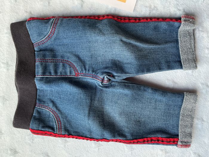 jean bleu bandes rouge taille élastique 3 mois absorba - photo numéro 3