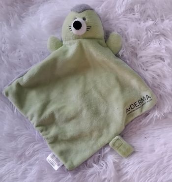 Doudou plat hérisson vert et gris- A- Derma
