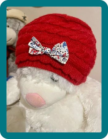 Bonnet hiver rouge petit noeud 12/18 mois Sergent Major