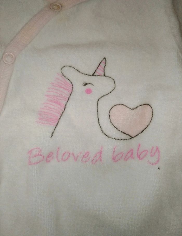 Joli pyjamas / grenouillère en velours fille 3 mois 60 cm - photo numéro 2