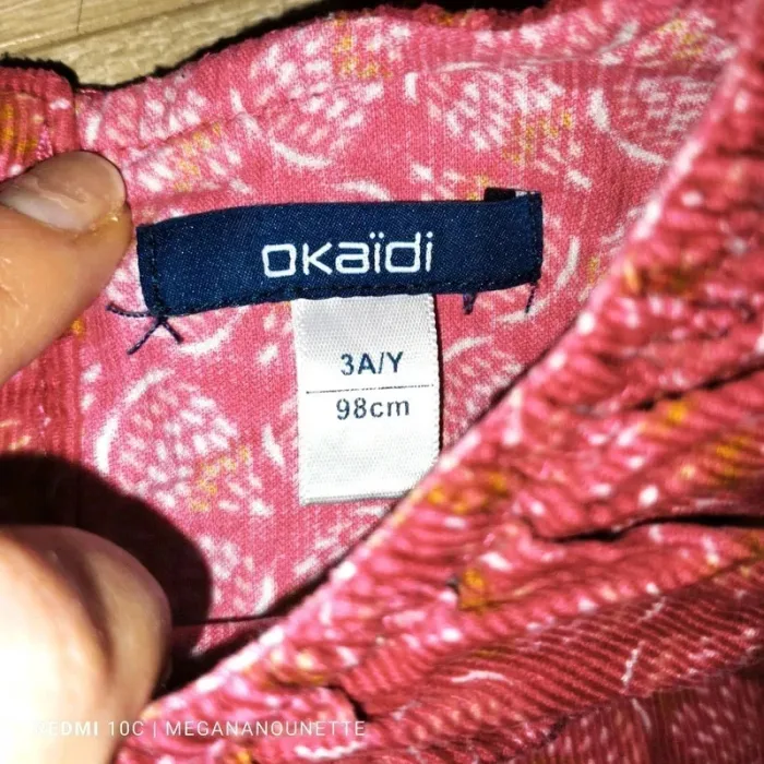 🌺👗 Ensemble Okaïdi 3 ans – Élégance vintage en rouge/bordeaux floral - photo numéro 5