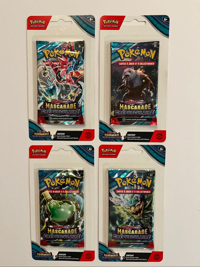 Lot 4 boosters mascarade crépusculaire Pokémon