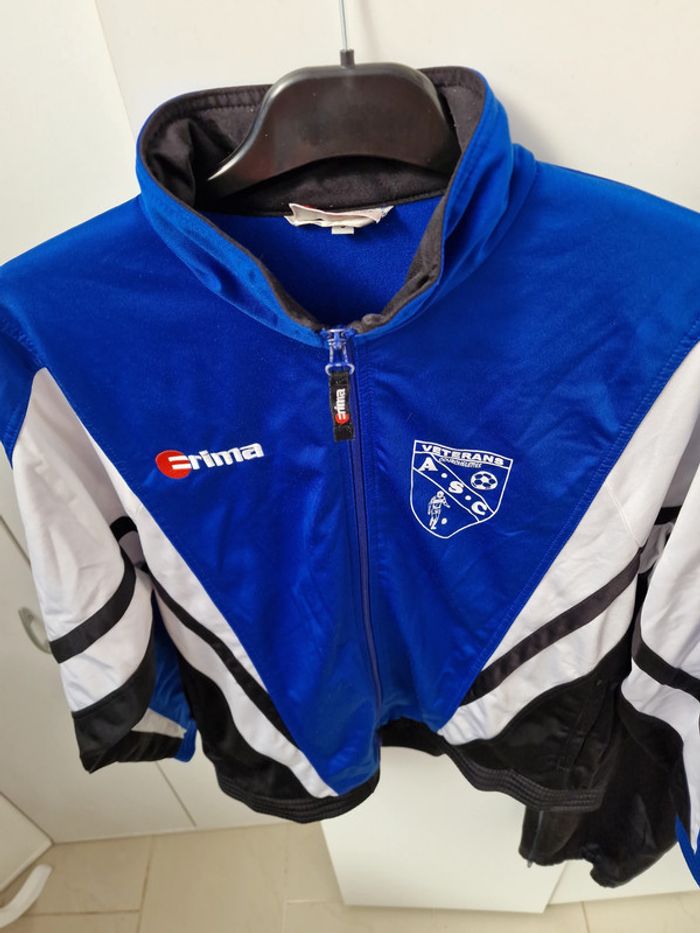 Ensemble Survetement Jogging Football Veterans Erima Bleu Noir - photo numéro 4
