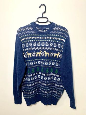 Pull vintage d’hiver animalier chier vintage 90’s