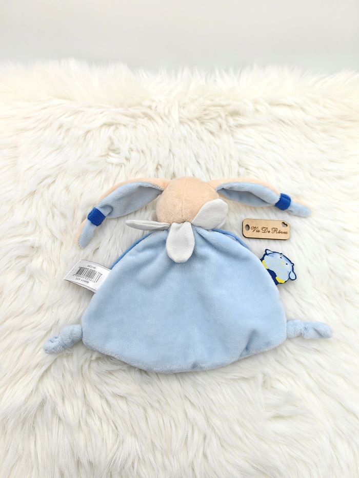 Doudou semi plat  lapin bleu Chouette ça brille Doudou et Compagnie DC2146 - photo numéro 4