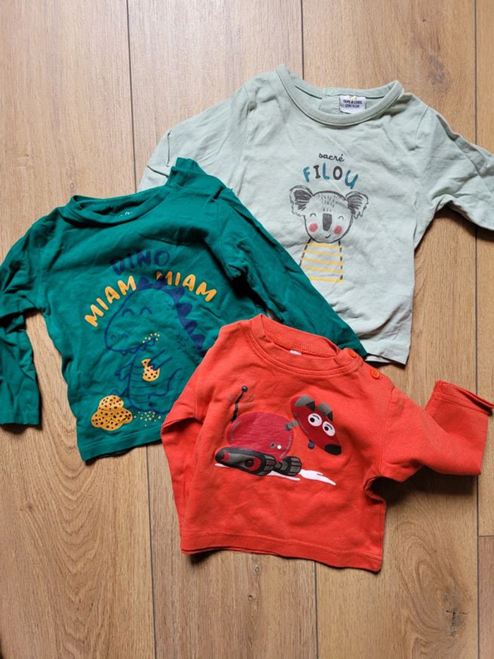 Lot 3 t shirts manches longues 12 mois