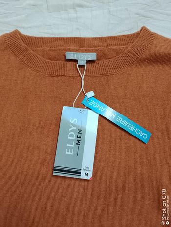 Eldys Men pull moutarde cachemire taille M