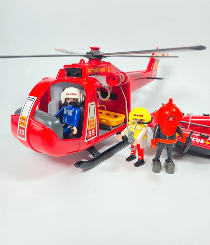 Playmobil Hélicoptère de pompiers et Bateau - photo numéro 2
