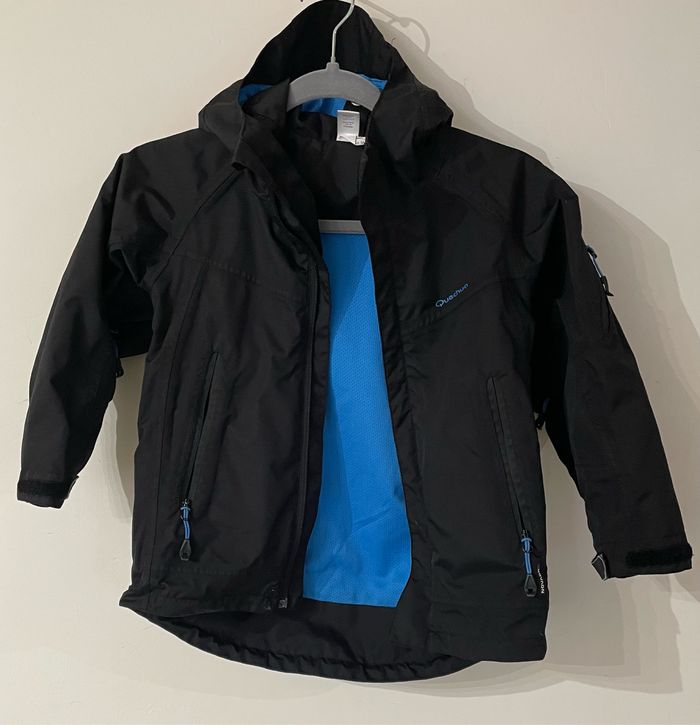 Veste à Capuche Randonnée imperméable garçon 5 ans Noir Quechua décathlon en - photo numéro 2