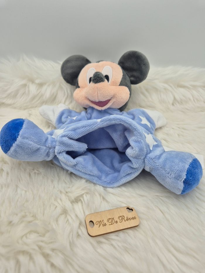 Doudou peluche Marionnette Mickey bleu étoiles Disney Baby - photo numéro 4